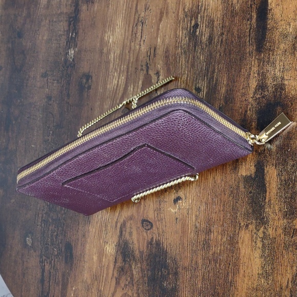 Michael Kors Plum Leather Mercer Zip Around Wallet - Picture 4 of 12
